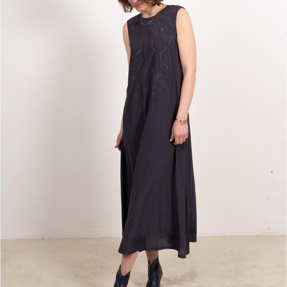 Rachel Comey Dresses & Skirts - Rachel Comey Vallejo Dress in charcoal Silk Blend Embroidered Pockets Rare Color